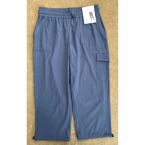 RBX Cargo Pants Womens L High Rise Nylon Crop Drawstring Athleisure - Picture 1 of 9